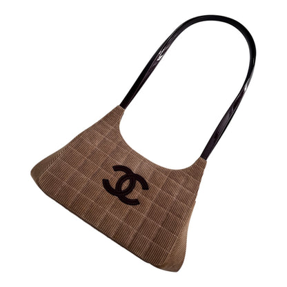 Chanel corduroy kiss lick CC shoulder bag