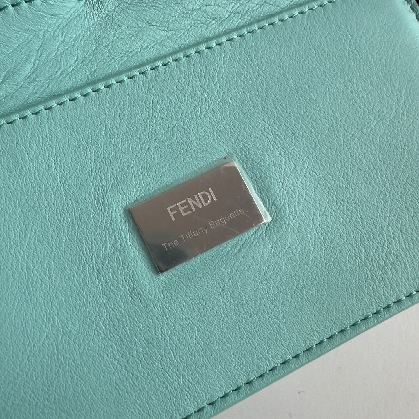 Preloved Fendi & Tiffany Nappa Silver Tiffany Blue Baguette