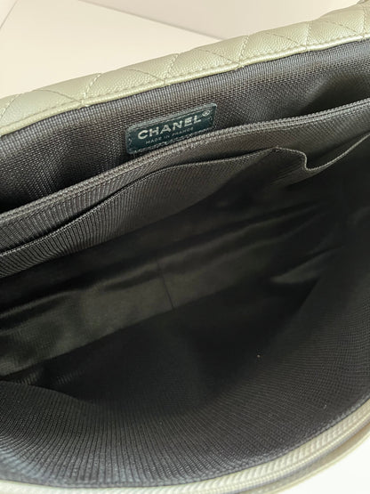Chanel Classic Flap XXL Silver Leather Travel Bag