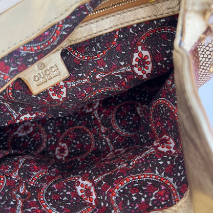 Vintage Gucci Embossed Python Skin Indy Top Handle Bag Medium