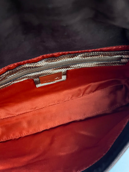 Fendi embroidered brown suede baguette