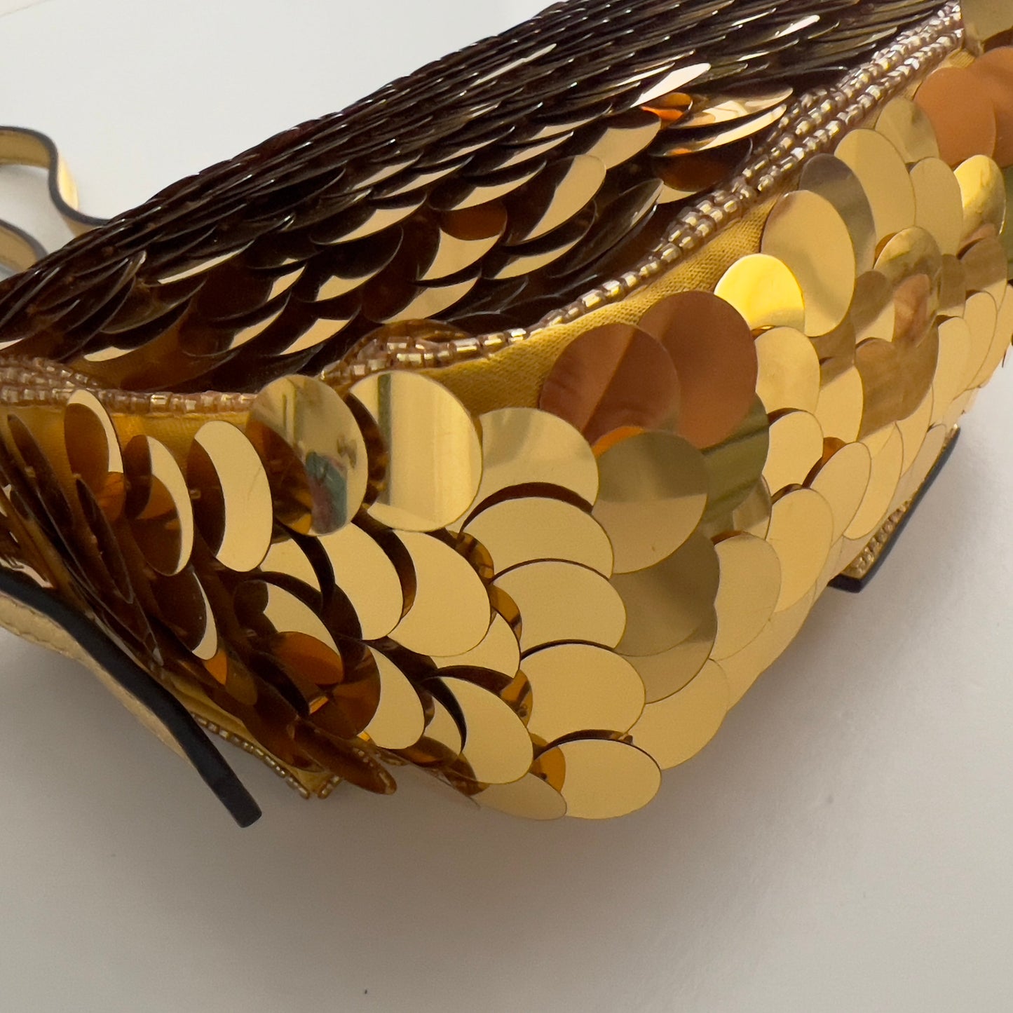Fendi Mini Gold Sequin Baguette