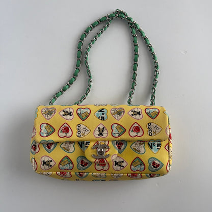 Vintage Chanel Valentine Heart Limited Edition Canvas Small Flap Bag