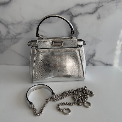 Fendi Silver Lizard Mini Peekaboo