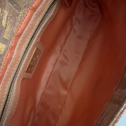 Fendi Peach Metallic Zucca Baguette