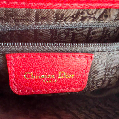 Vintage Christin Dior Pony Hair Leopard Saddle Bag Red