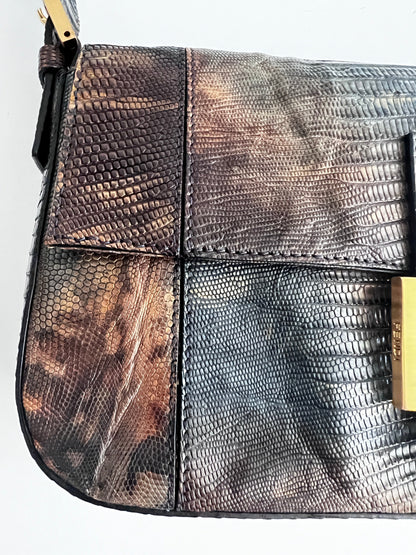 Fendi exotic leather baguette