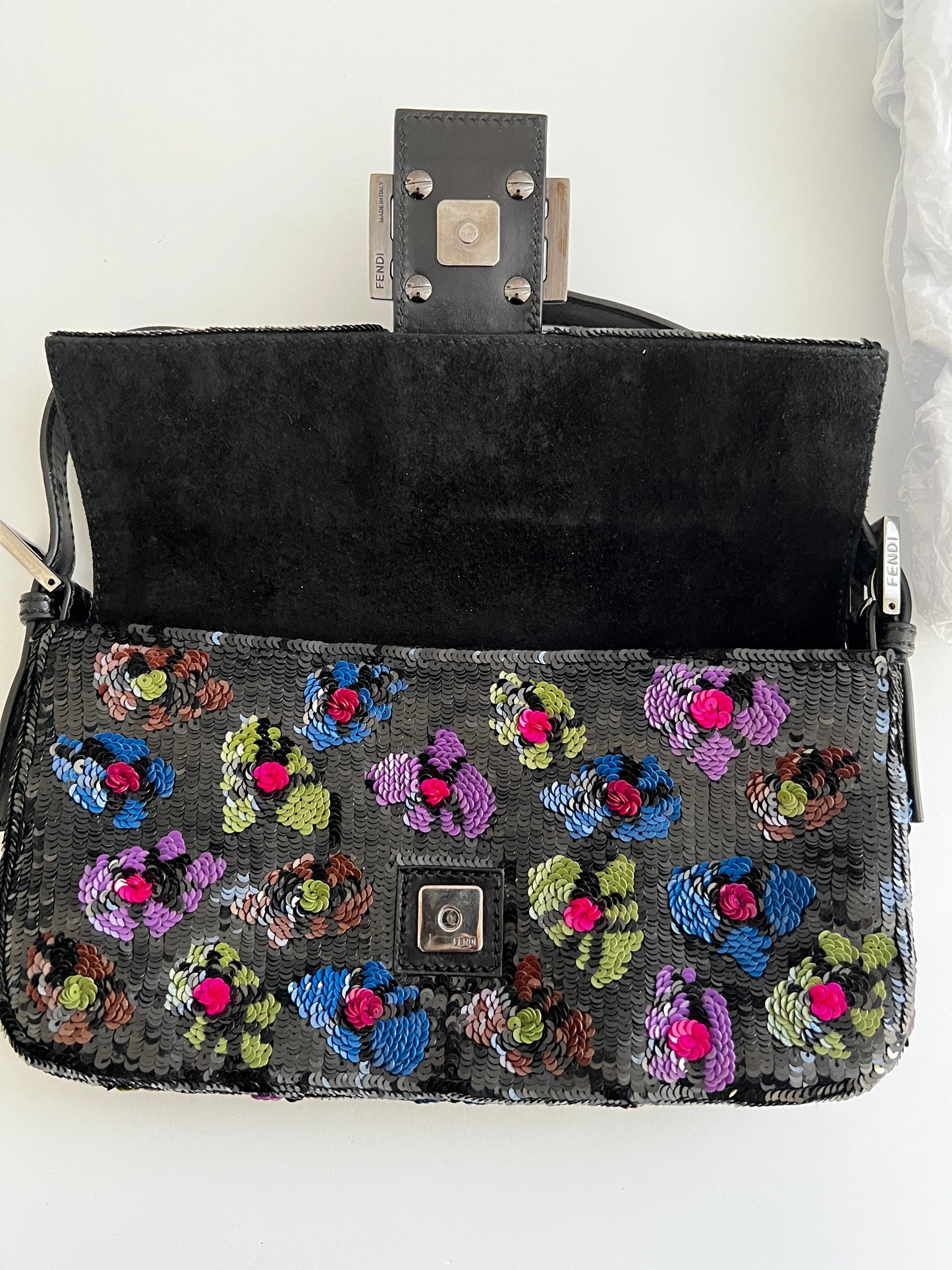 Fendi floral sequin baguette