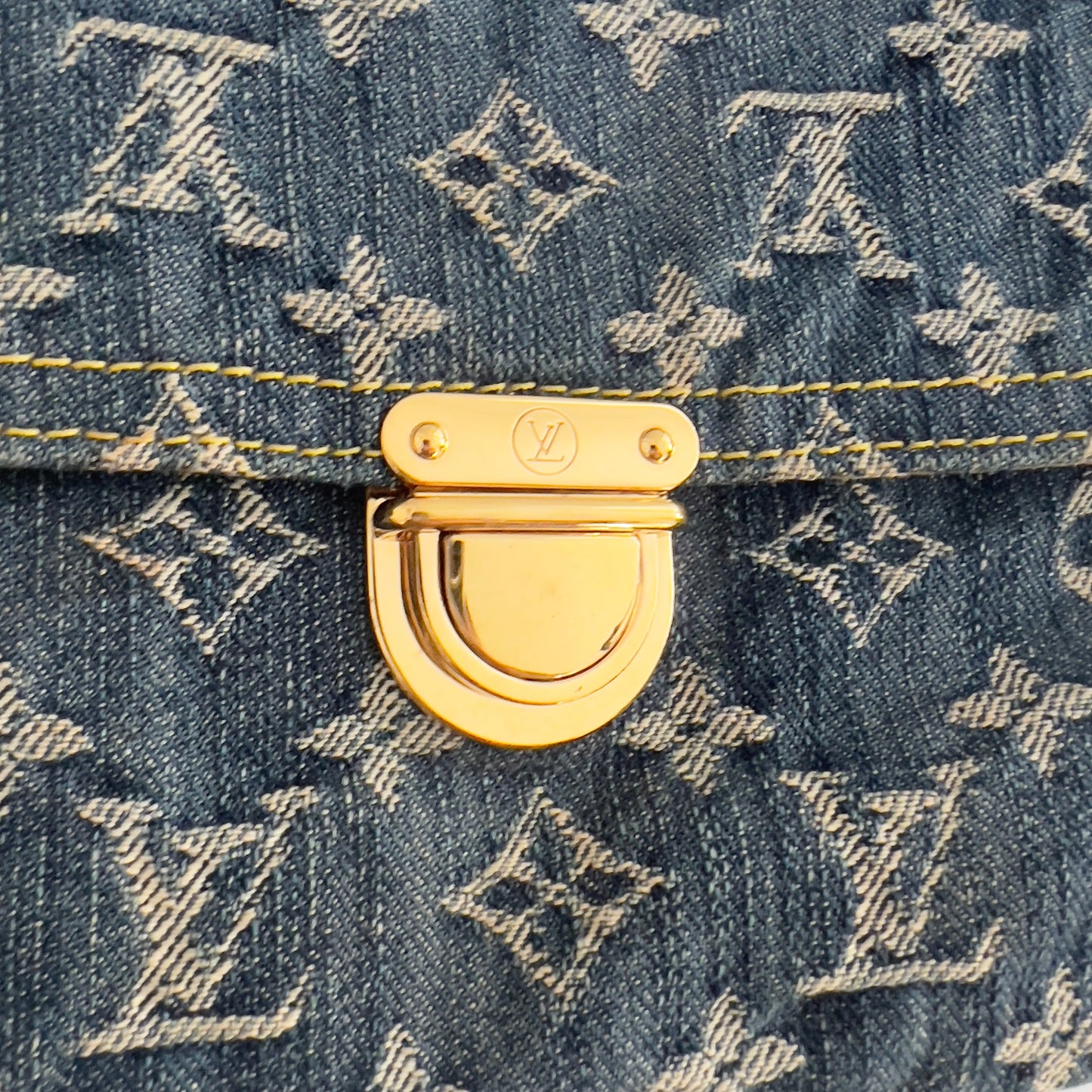 Vintage Louis Vuitton Monogram Denim Pochette Plat Clutch Blue