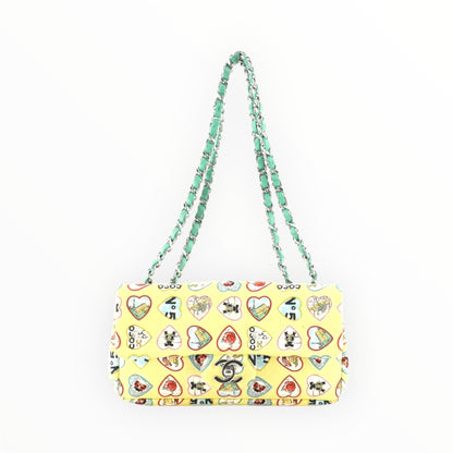 Vintage Chanel Valentine Heart Limited Edition Canvas Small Flap Bag