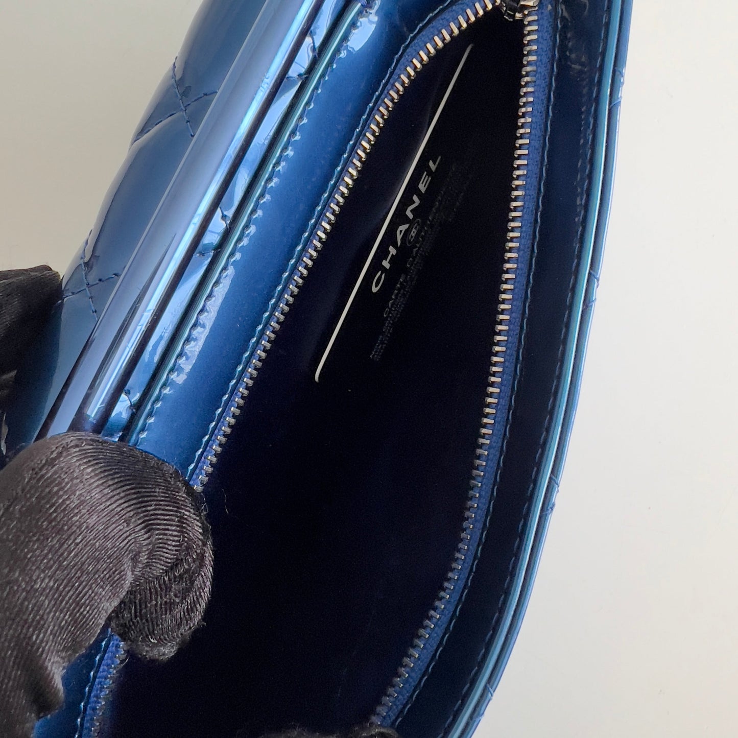 Chanel Runway Metallic Blue Patent Clutch Bag