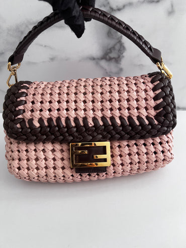 Fendi leather woven baguette
