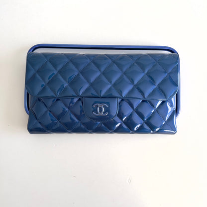 Chanel Runway Metallic Blue Patent Clutch Bag