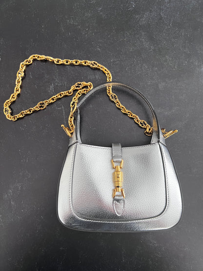Gucci silver mini jackie1961 with chain