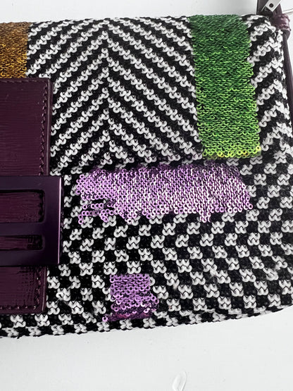 Fendi colorful sequin tweed baguette