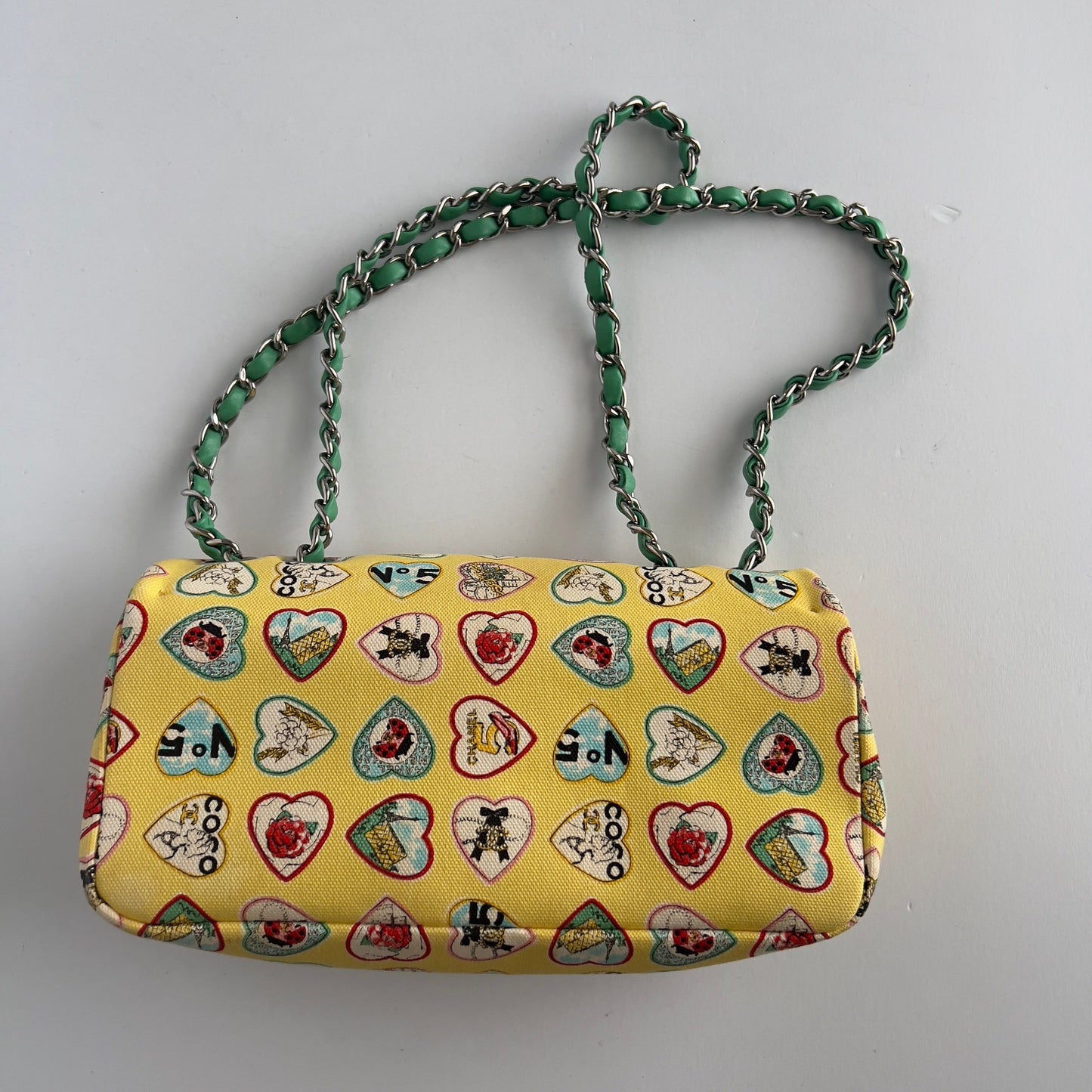 Vintage Chanel Valentine Heart Limited Edition Canvas Small Flap Bag