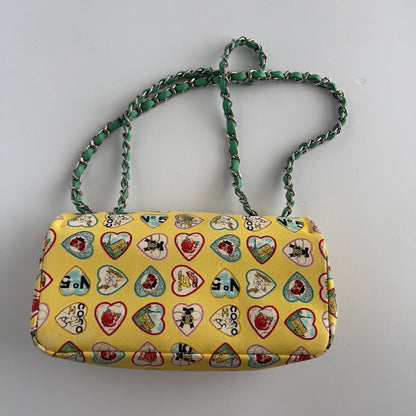 Vintage Chanel Valentine Heart Limited Edition Canvas Small Flap Bag