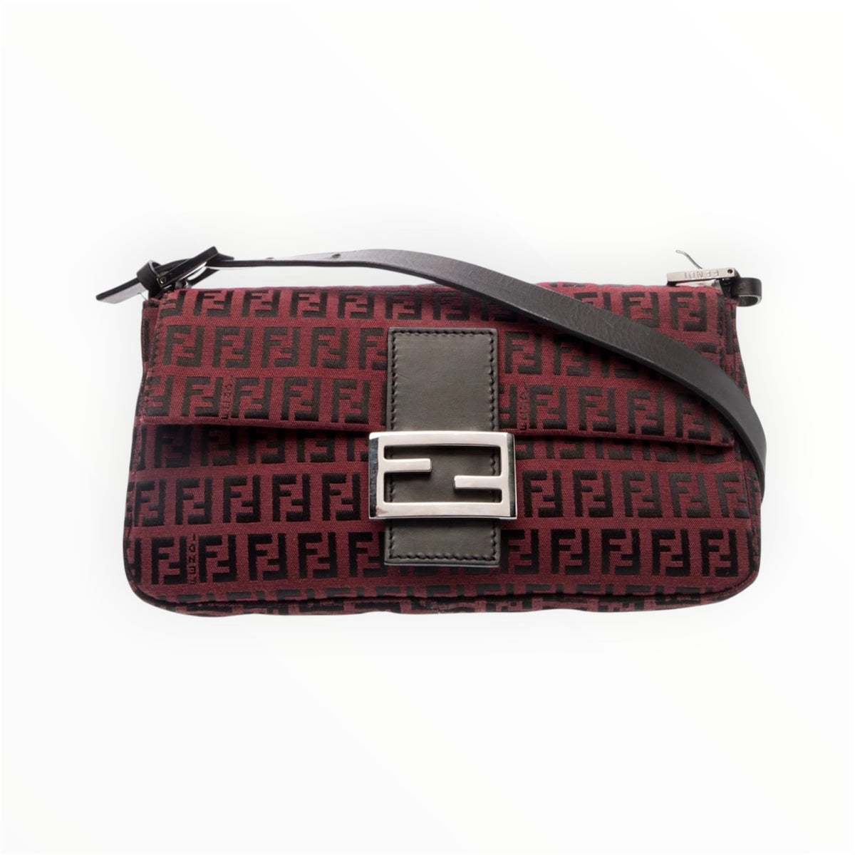 A- Fendi Zucchino Burgundy Baguette
