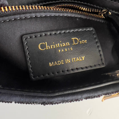 Dior Black Beaded Cannage Mini Ladydior Bag