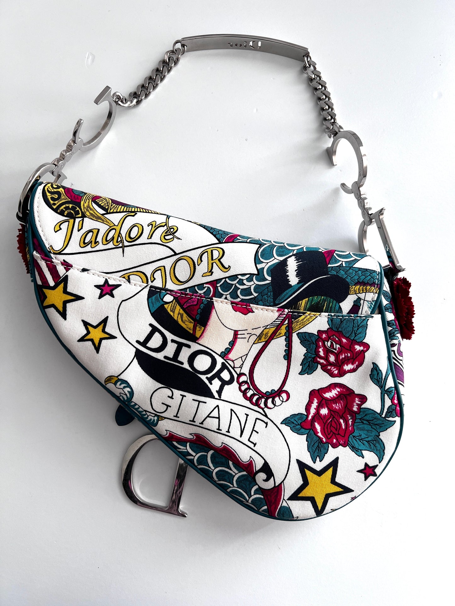 Vintage Dior Limited Edition “John Galliano Loves” Canvas Saddle Bag