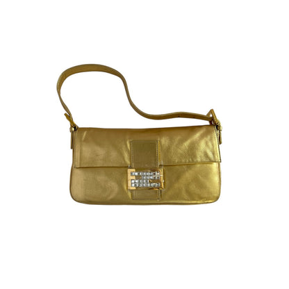 Vintage Fendi Gold Leather Baguette