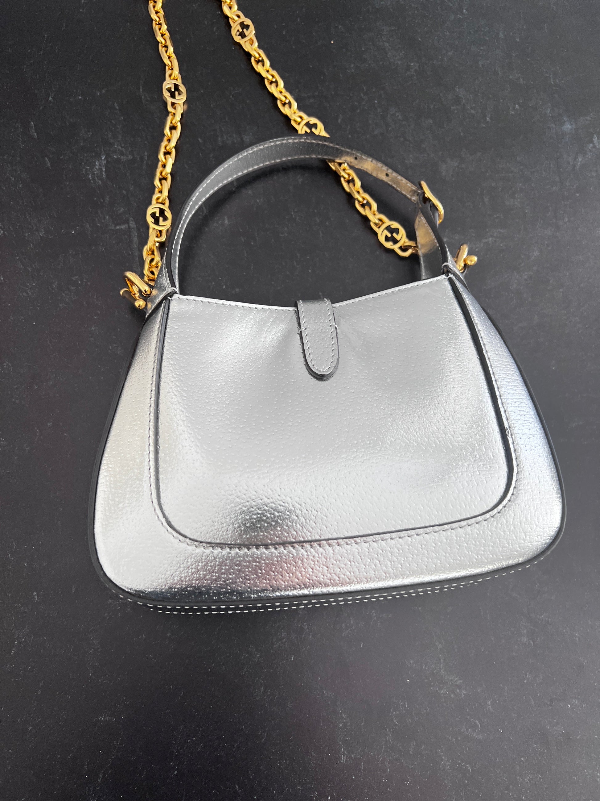 Gucci silver mini jackie1961 with chain