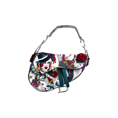 Vintage Dior Limited Edition “John Galliano Loves” Canvas Saddle Bag