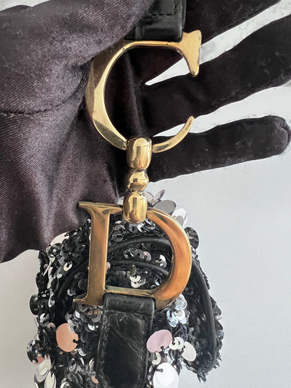 Dior silver sequin saddle bag