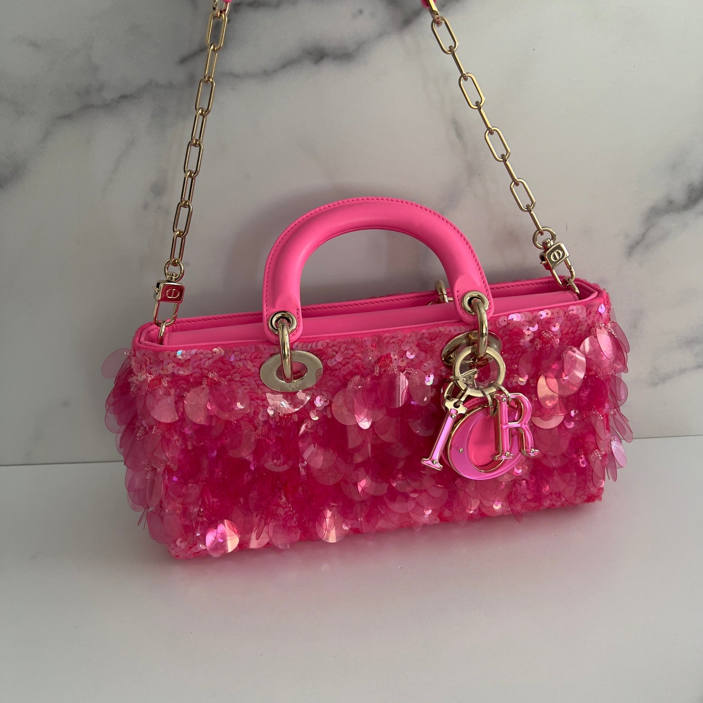 Dior Barbie Pink Sequin D-joy Bag Small Size