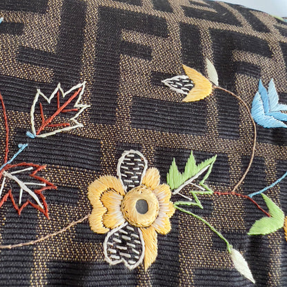 FENDI vintage floral embroidered zucca baguette