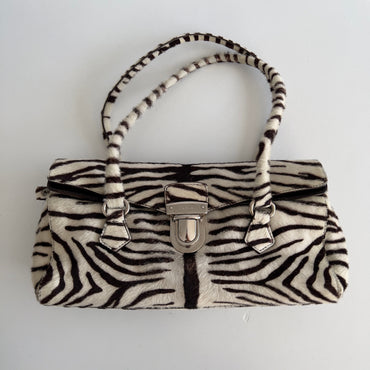 Prada Zebra Print Pony Hair Shoulder Bag