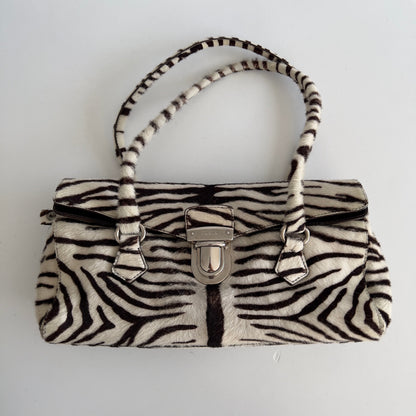 Prada Zebra Print Pony Hair Shoulder Bag