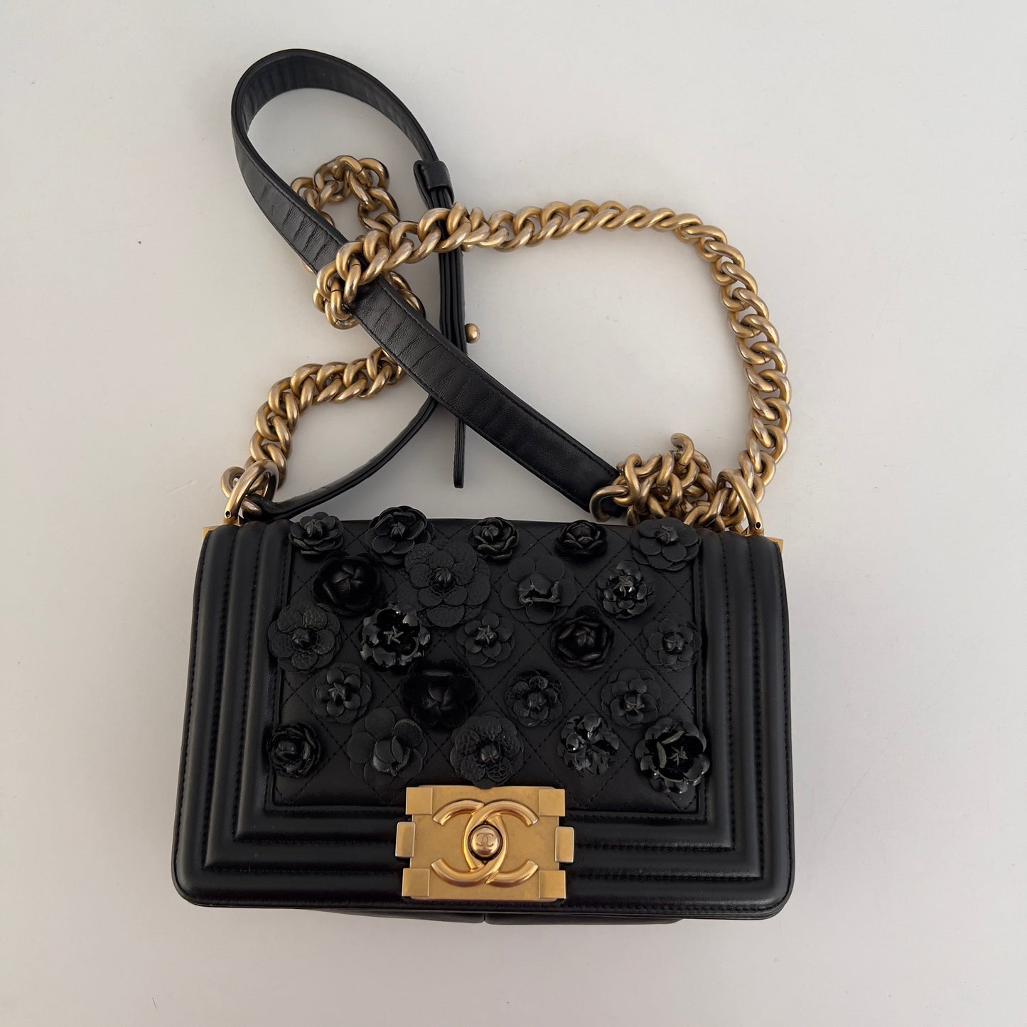 Chanel Small Camellia Boy Bag
