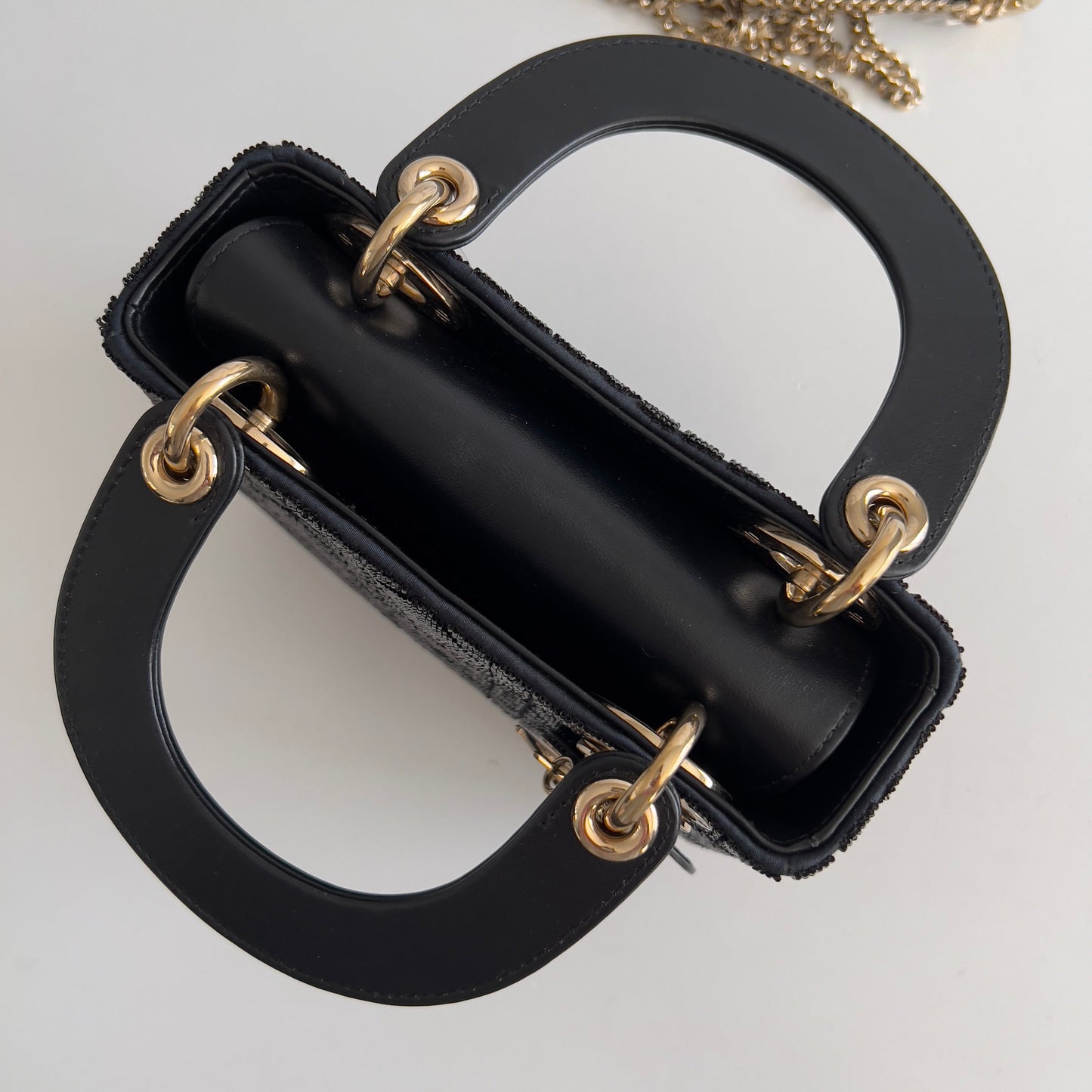 Dior Black Beaded Cannage Mini Ladydior Bag