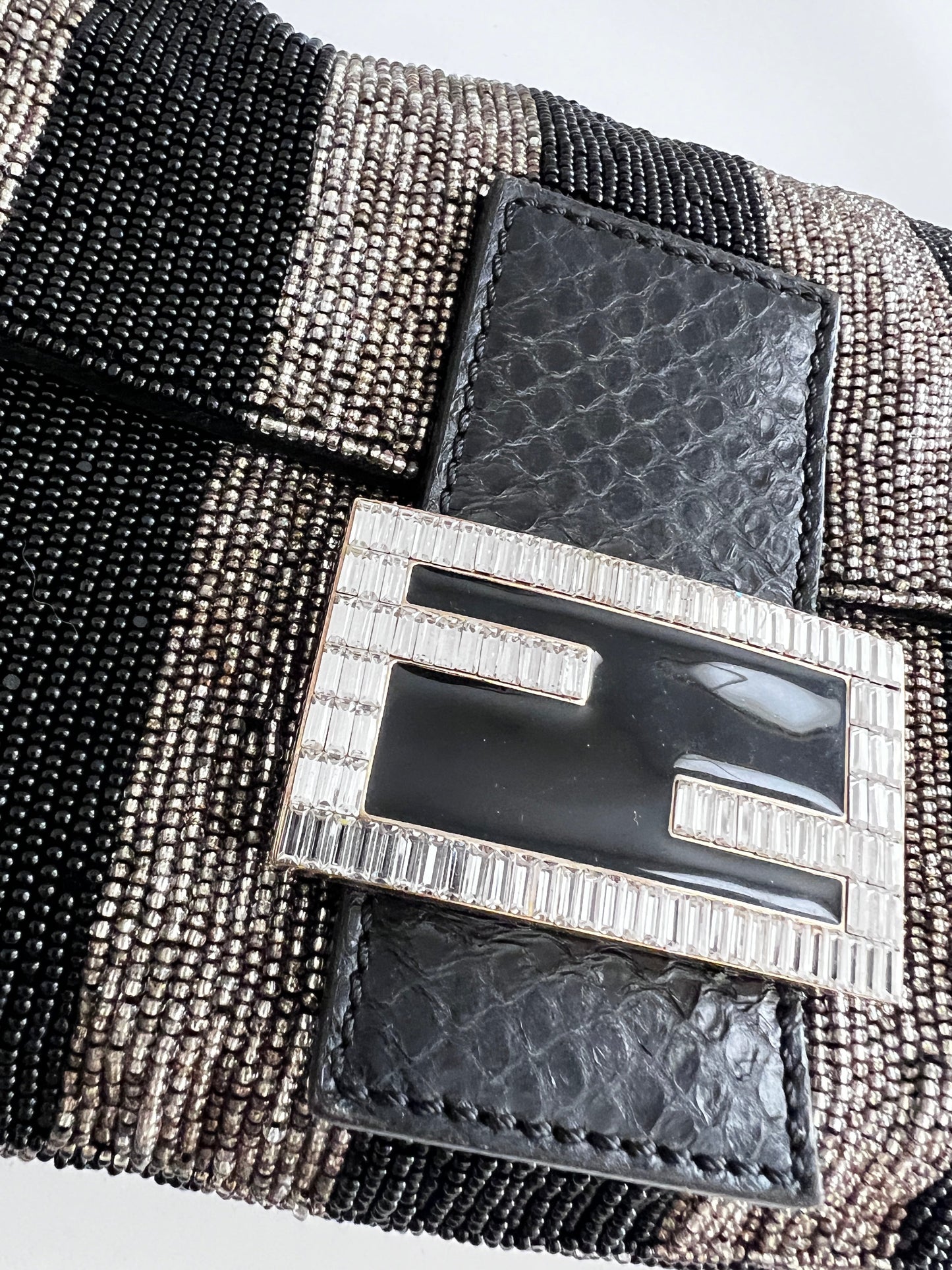 Fendi full beaded stripe baguette