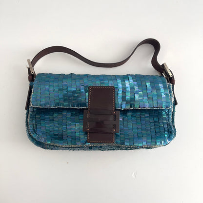 Vintage Fendi Blue Sequin Baguette