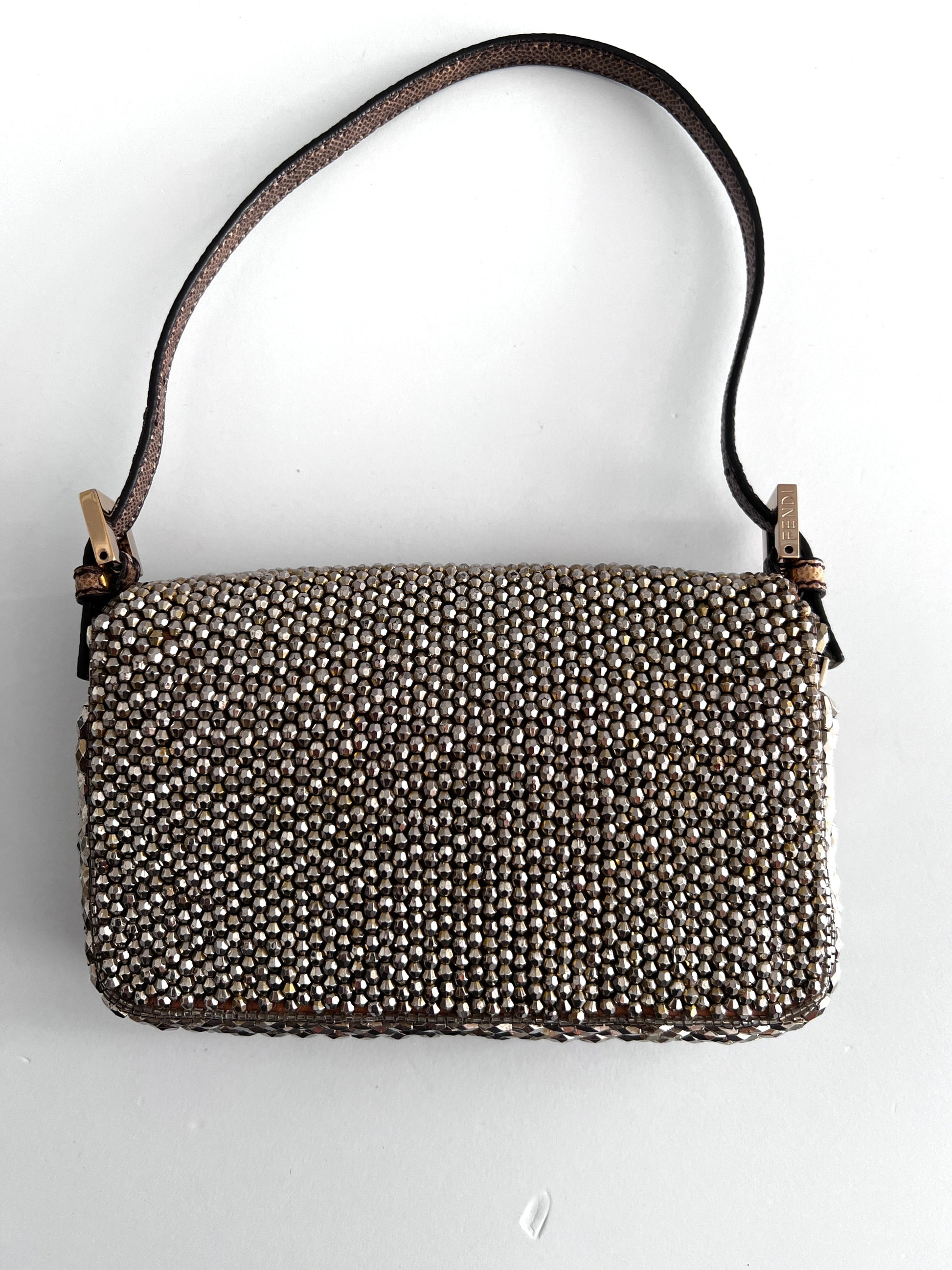 Fendi silver beaded mini baguette