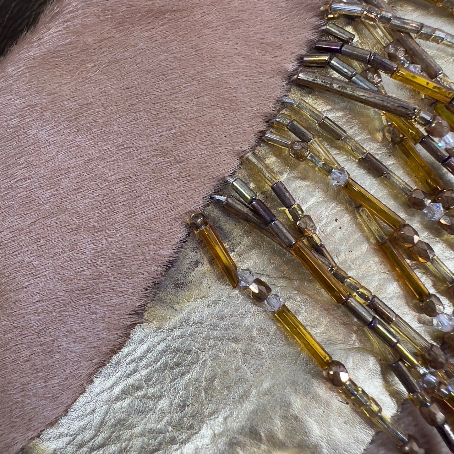 Vintage Fendi Pony Hair Beaded Fringes Baguette