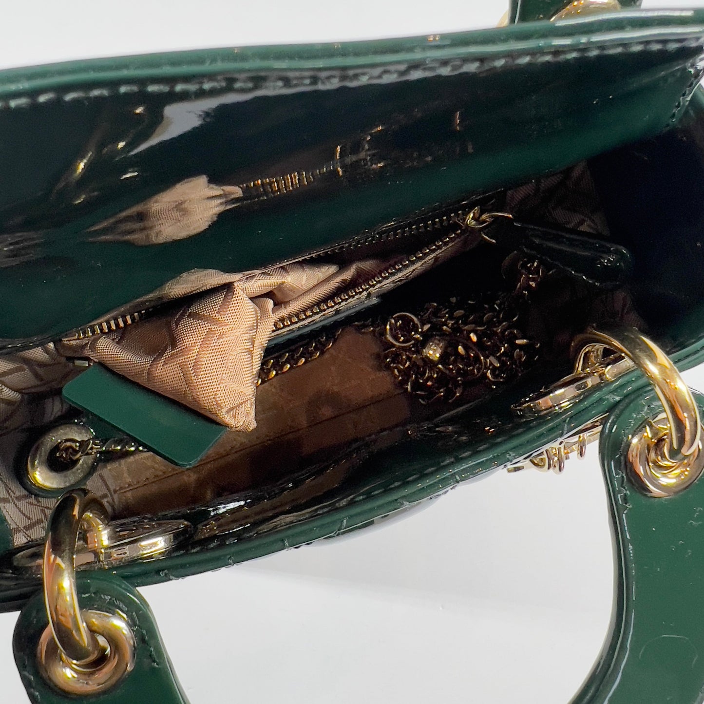 Dior Mini Green Patent Cannage Ladydior Bag