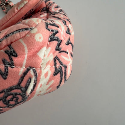 Vintage Chanel Pink Bandana Paisley Qualitied Canva Flap Bag