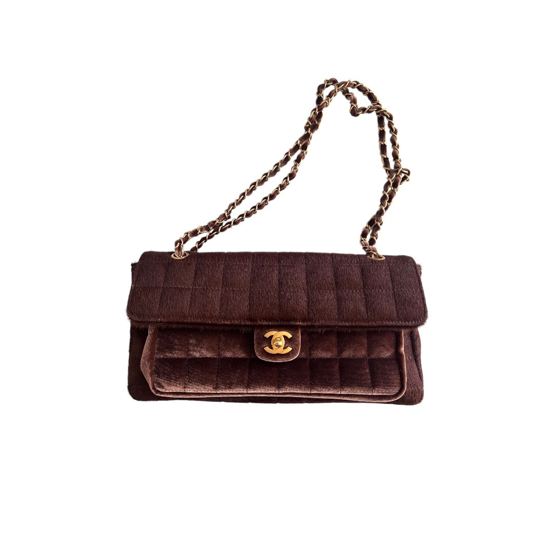 Chanel pony hair & velvet chocolate bar flap bag