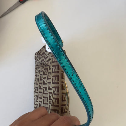 B Fendi Zucchino Mamma Baguette metallic blue