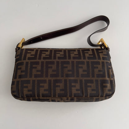 Vintage Fendi Gold-tone Hardware Zucca Baguette