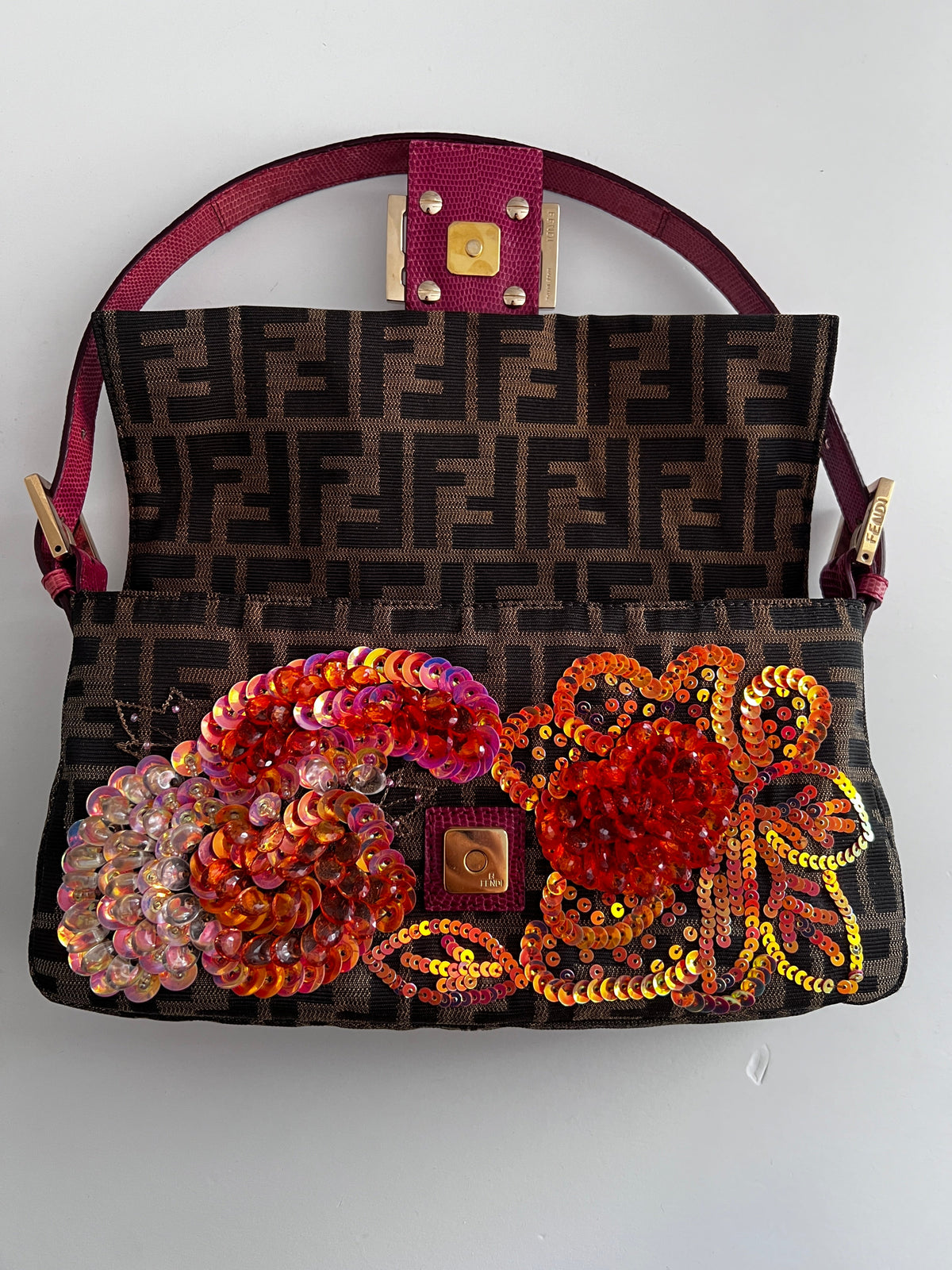 Vintage Fendi embroidered zucca baguette 2004