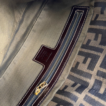 Vintage Fendi Gold-tone Hardware Zucca Baguette