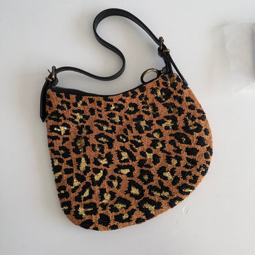 Vintage Fendi Beaded Leopard sequin Oyster Bag