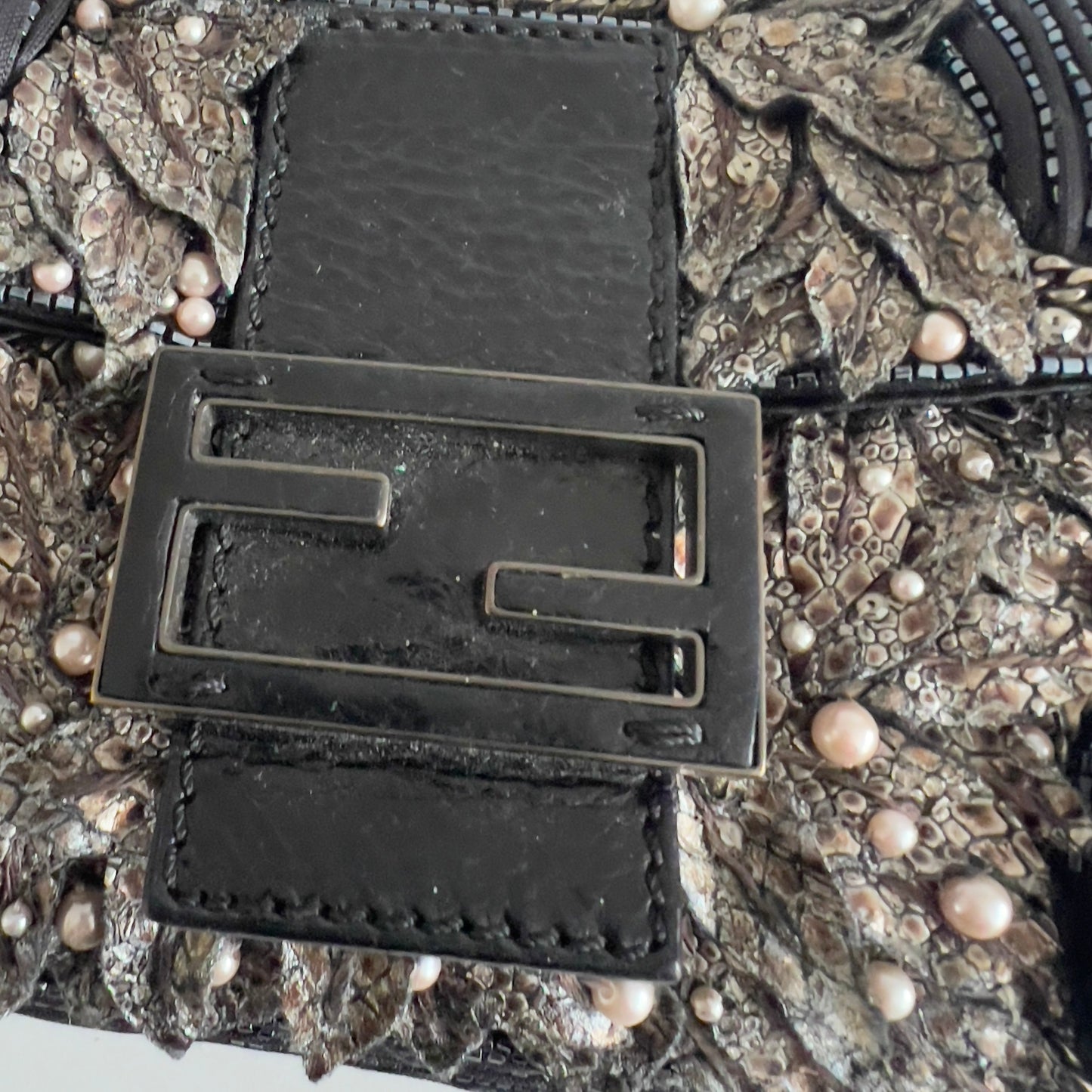 Vintage Fendi Deep Jungle Beaded Embroidery Baguette