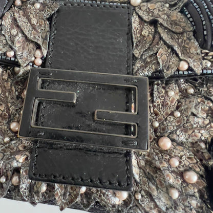 Vintage Fendi Deep Jungle Beaded Embroidery Baguette
