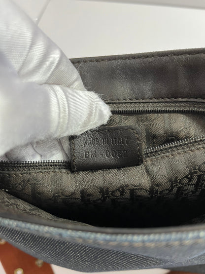Dior blue denim leather shoulder bag