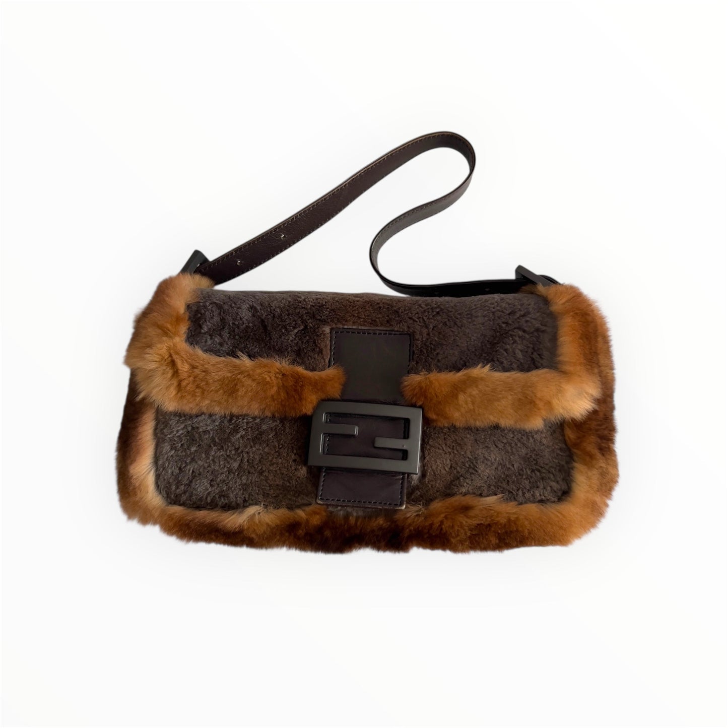 Vintage Fendi Brown & Gray Fur Baguette
